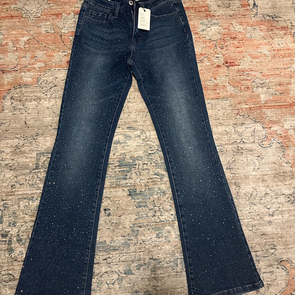 Forever 21 Dark Blue Flare Jeans with Sparkle